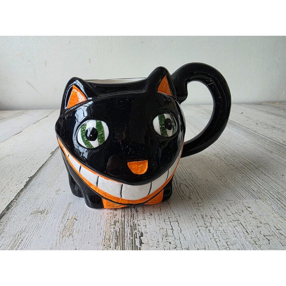 Vintage JoAnn ceramic cat mug cup Halloween decor‎ shabby chic